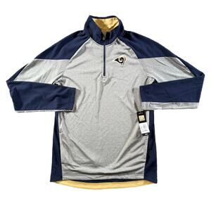 NFL Los Angeles Rams Pullover Youth XL Quarter-Zip Grey Embroidered Old Logo